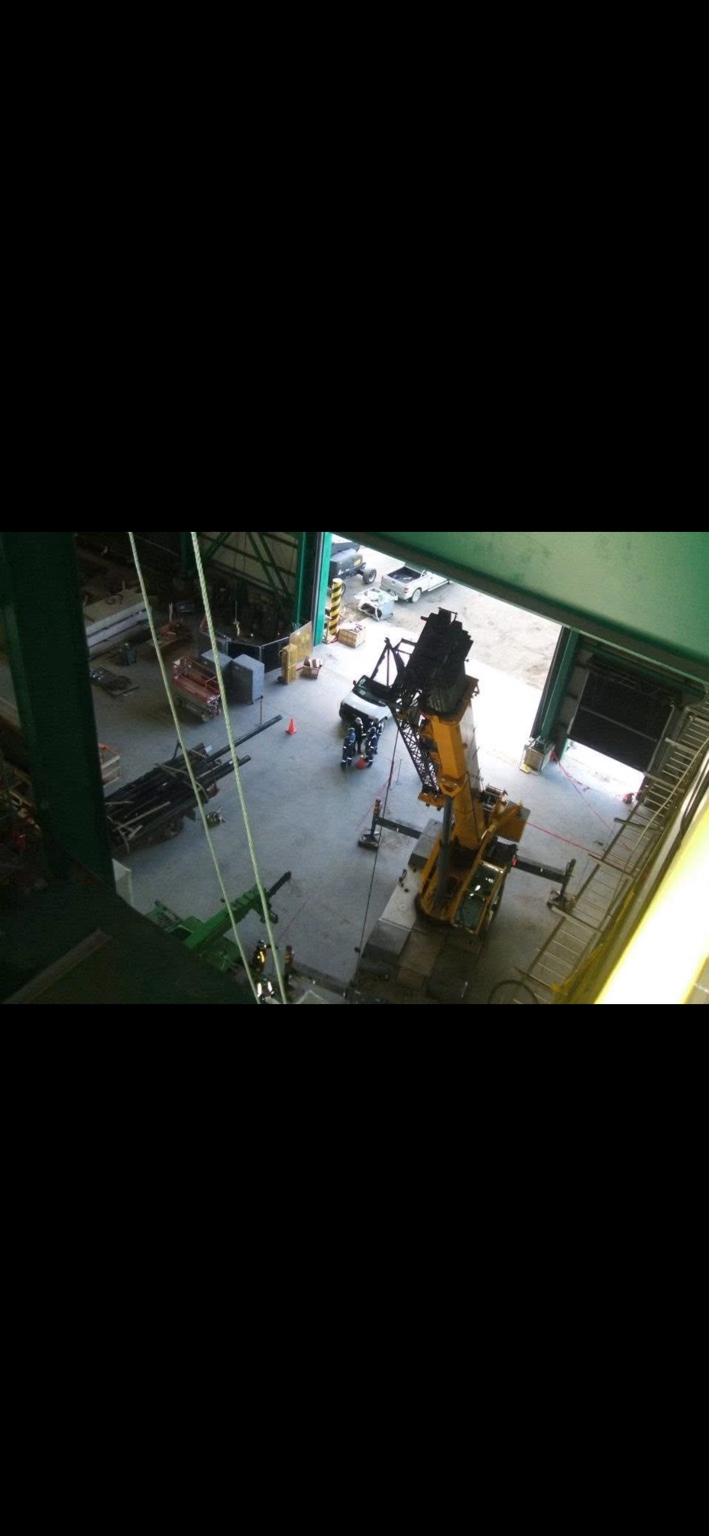 Crane and equipment inside an industrial building