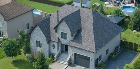 Overview of a multi-slope residential shingle roof