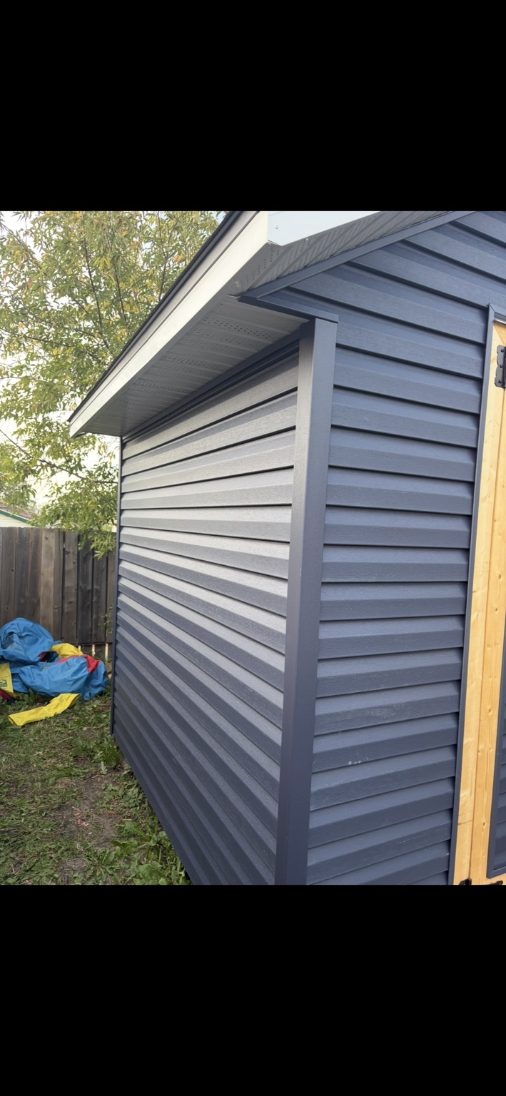 Shed siding and soffit corner detail