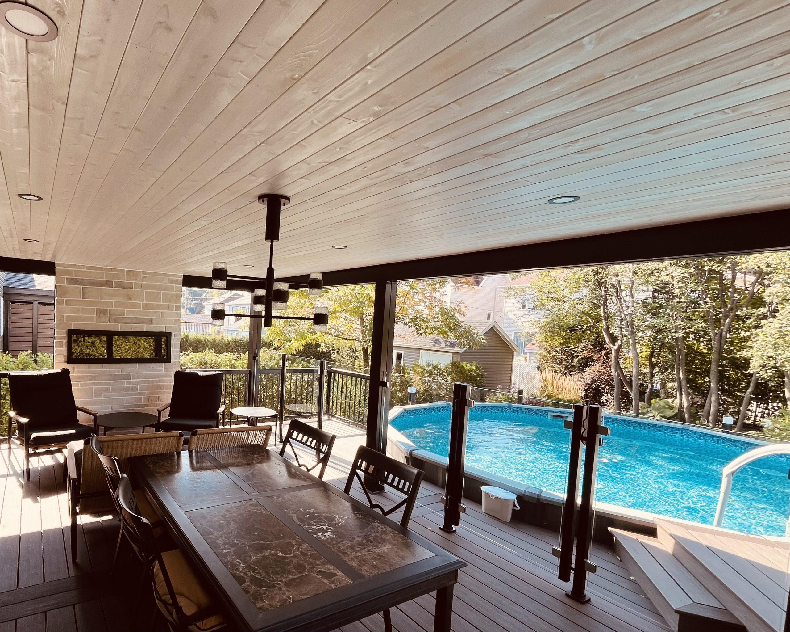 Finished timber porch ceiling and exterior craftsmanship
