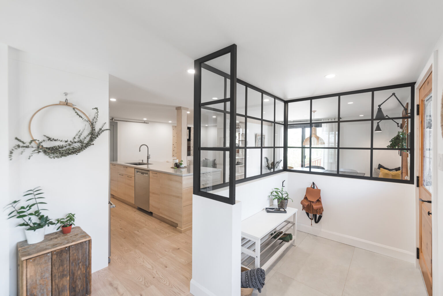 Glazed entry and detailed interior finishes