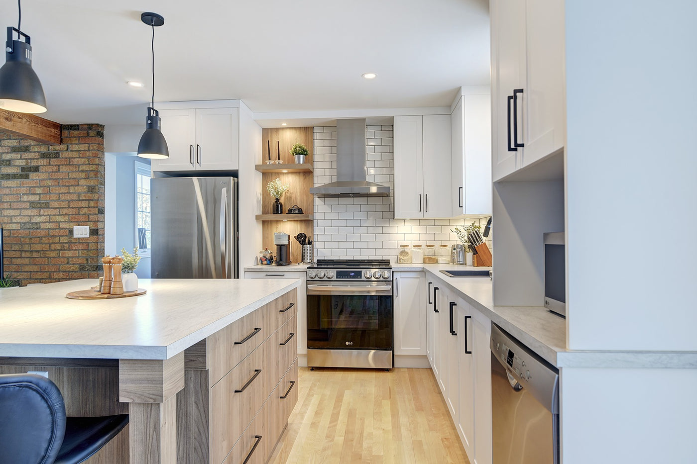 Completed kitchen and island